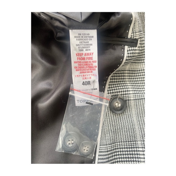 Topman Mens Double Breasted Jacket Blazer Sz 40R Gray Plaid - Picture 6 of 12